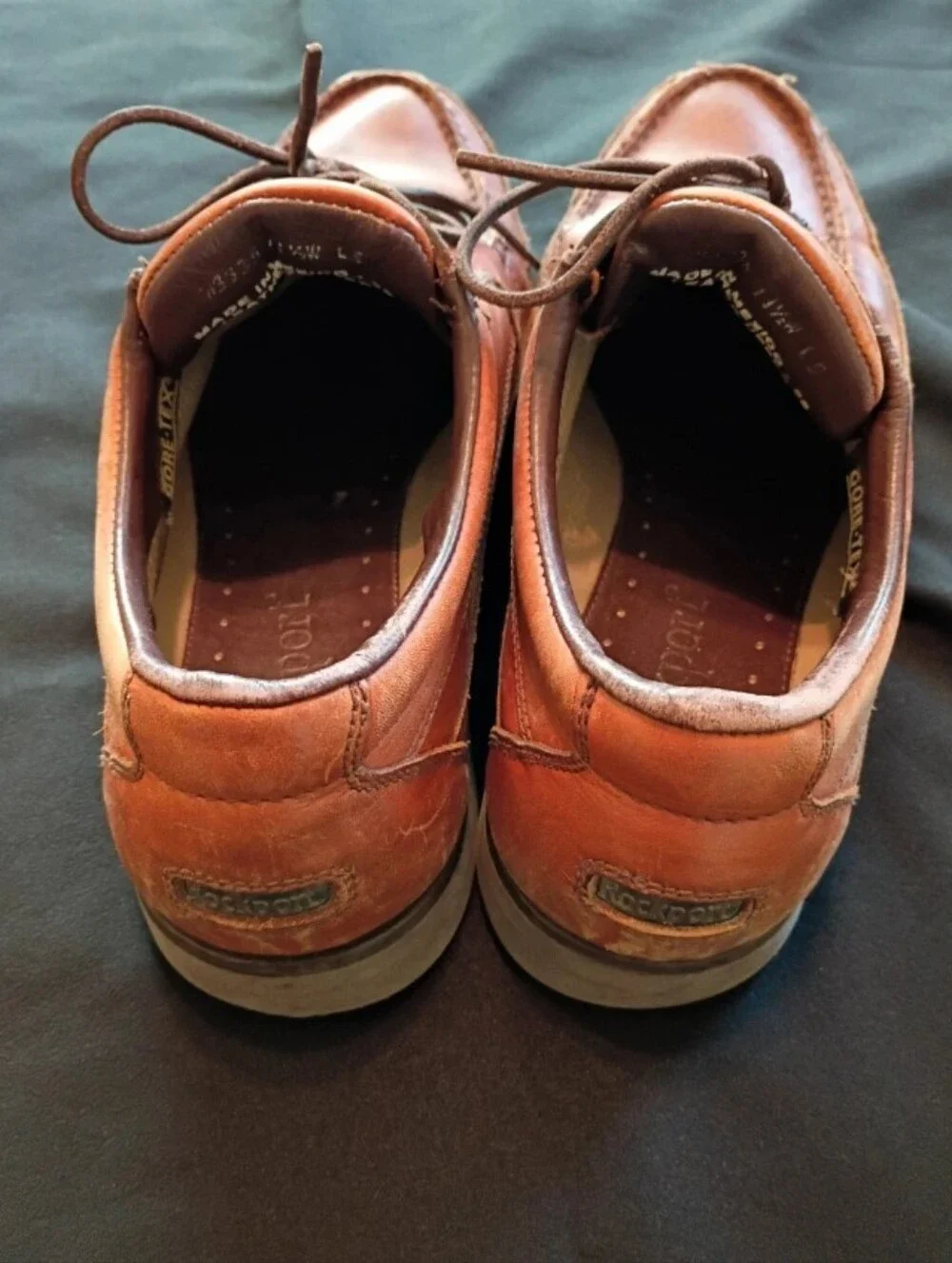 Shoes Size 11.5 Rockport Men's Cognac Leather Boat Shoes with Brown Laces